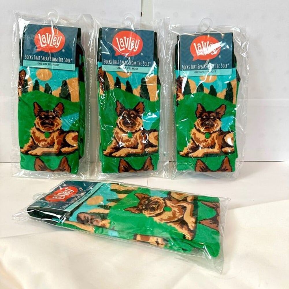 Lavley German Shepherd Novelty Crew Socks - Dog Lover Gift (4-Pair Set)